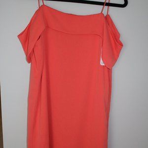 Off-the-Shoulder Dress with Straps in Salmon